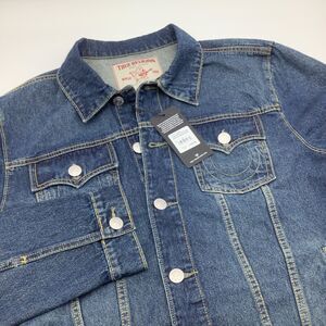 True Religion Mens Jesse‎ SN Trucker Jacket Blue Size XL NWT